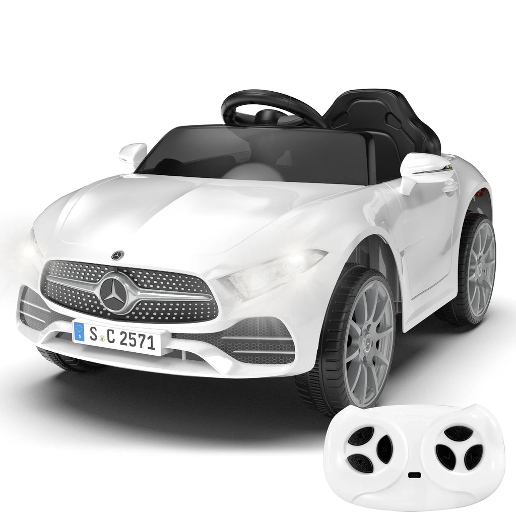 Mercedes-Benz Kids 12V Electric Ride-On Car with Parent Remote — Licensed Electric Vehicle, Dual Motors, Working Headlights | White | Ages 1–5