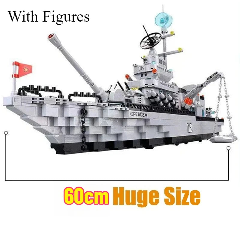 1560PCS Navy Warship Building Blocks Set – 6-in-1 Military Ship Toy for Kids