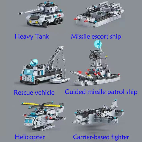 1560PCS Navy Warship Building Blocks Set – 6-in-1 Military Ship Toy for Kids