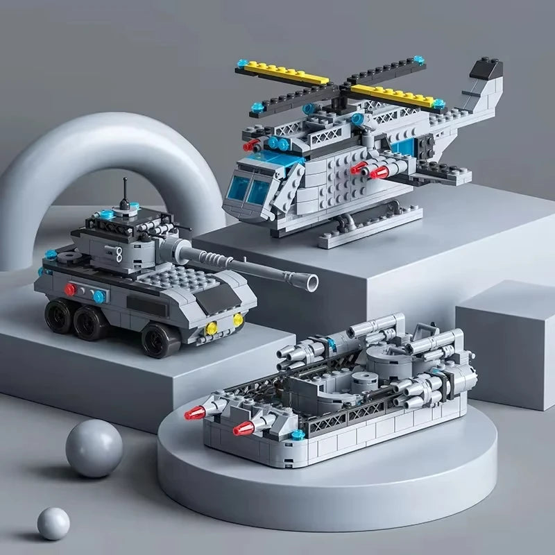 1560PCS Navy Warship Building Blocks Set – 6-in-1 Military Ship Toy for Kids